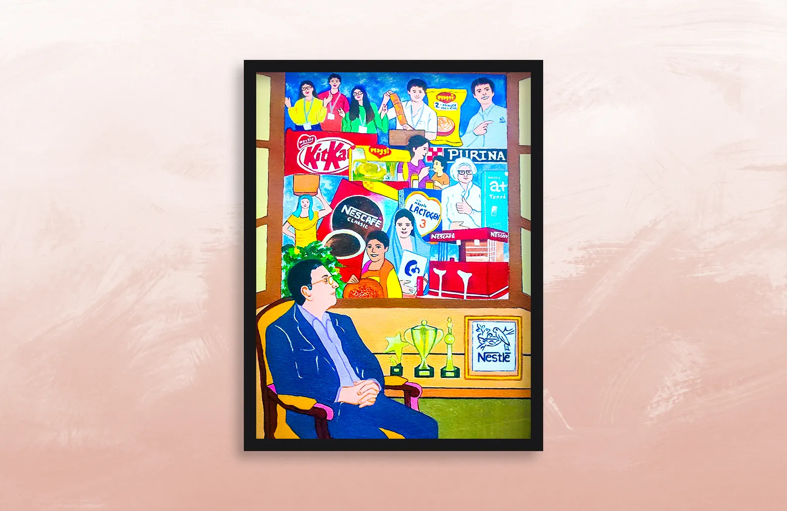 A legacy-inspired artwork created for Mr. Suresh Narayanan, Chairman & Managing Director, Nestlé, reflecting leadership and inclusion.