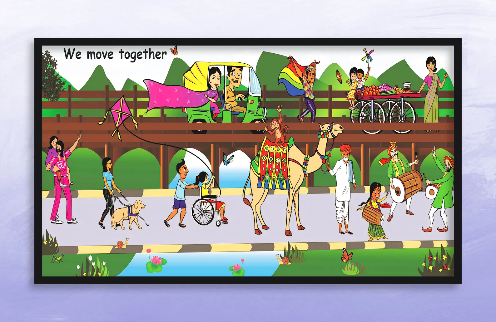 300+ sq. ft. of custom illustrations created for the Mumbai office.