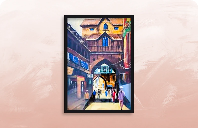 7 artworks curated for the Delhi office spaces, inspired by Indian Architectural Legacy.