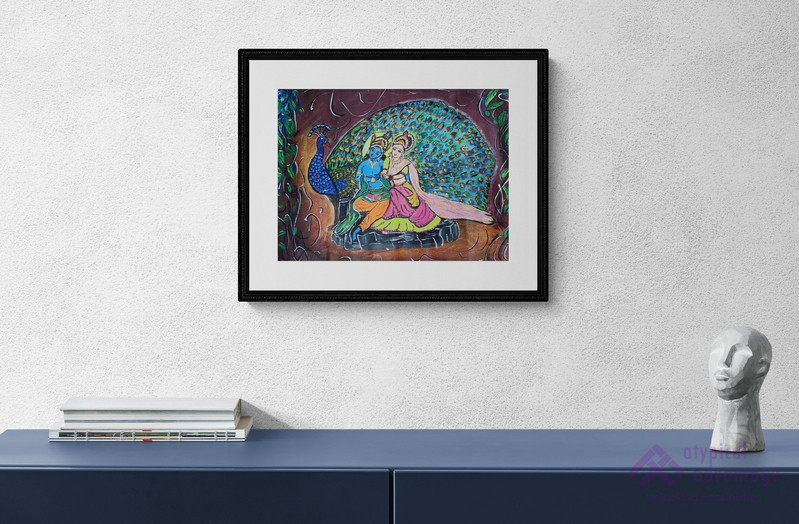 Krishna and Radha with peacock Slider 2/5