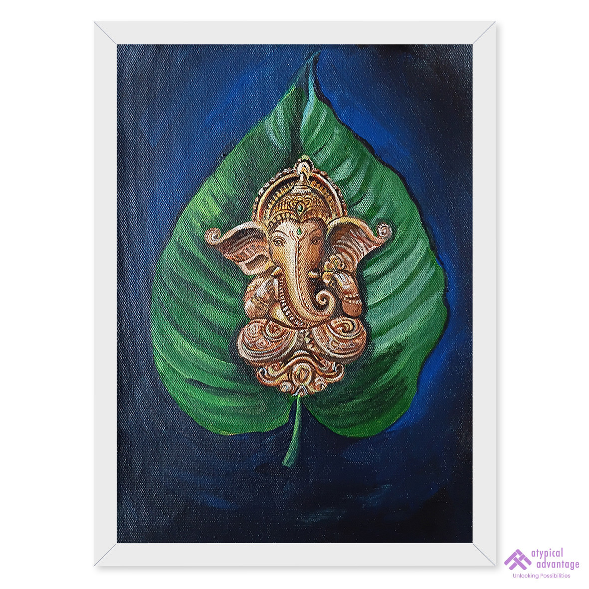Lord Ganesha background green leaf Slider 1/5