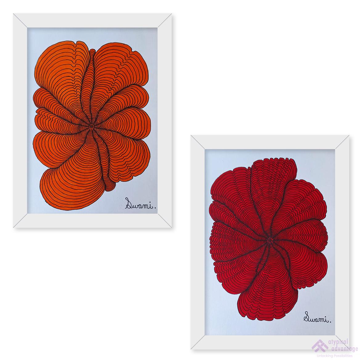 Orange and red floral design set Slider 1/4