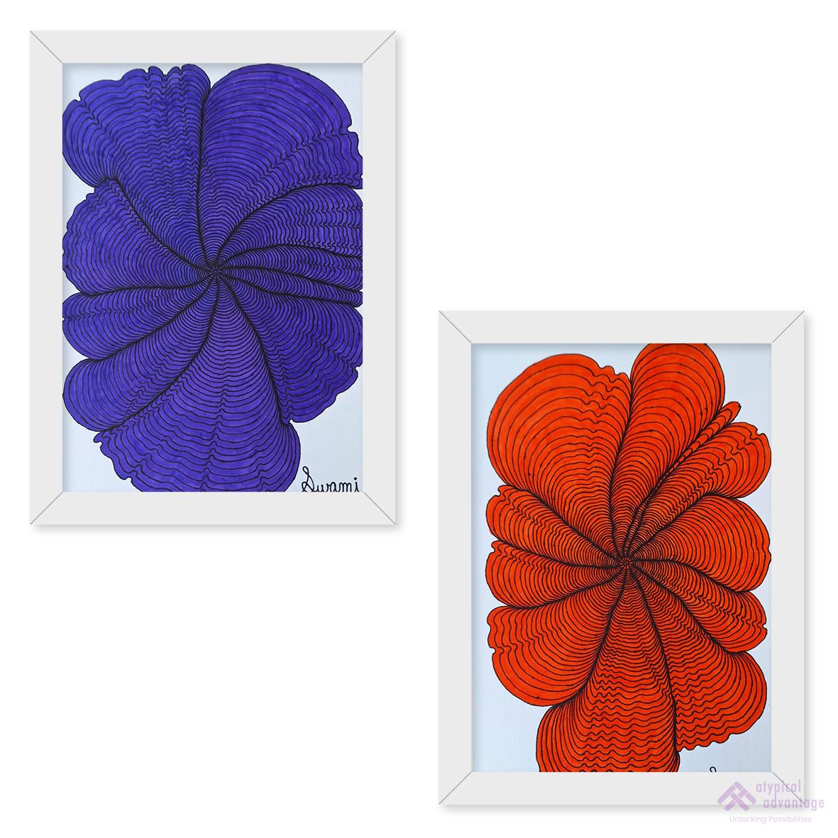 Orange and violet floral design set Slider 1/4
