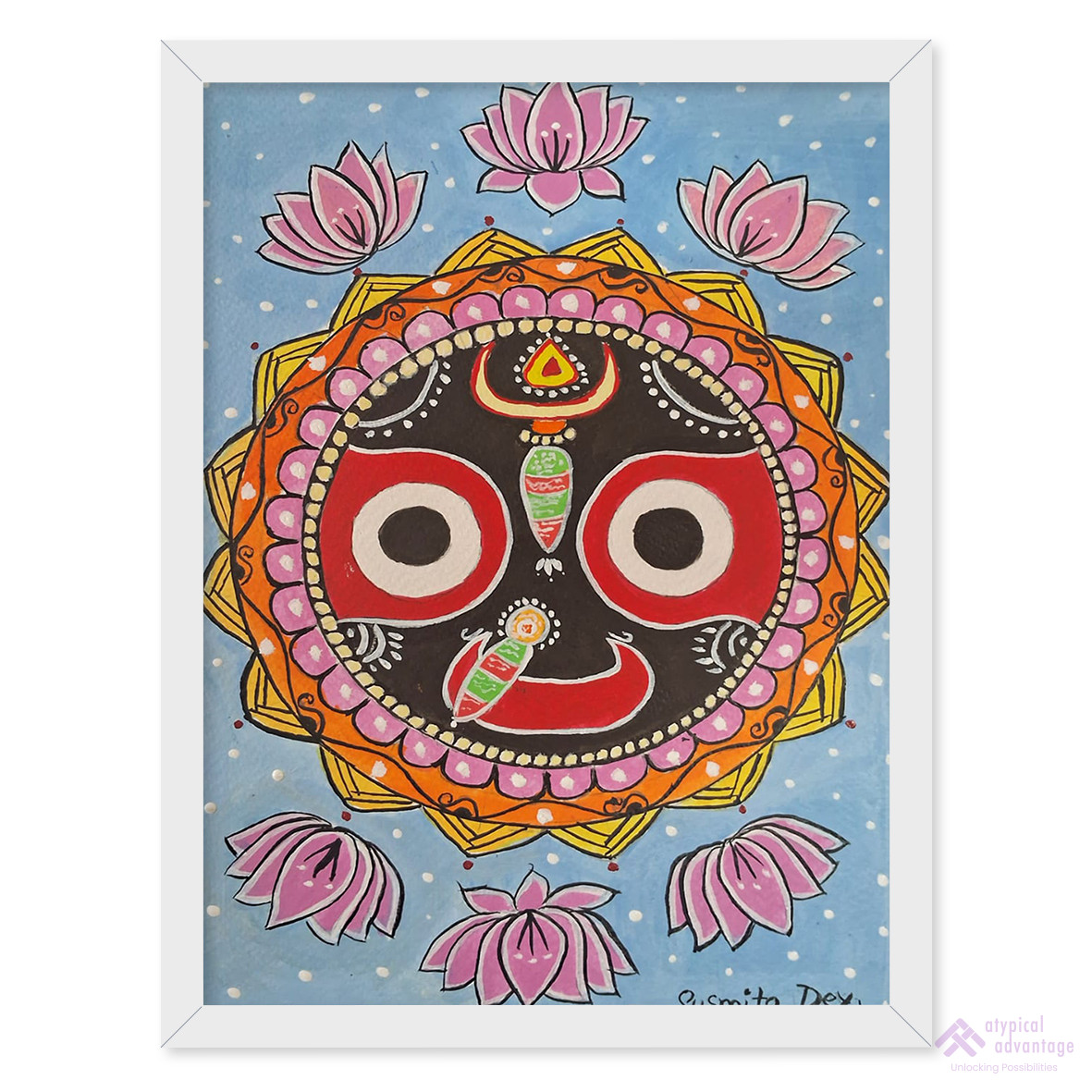 lord Jagannath face and lotus with Mandala art. Slider 1/5