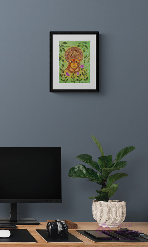 lord Hanuman and leaf with Mandala art. Slider 2/5
