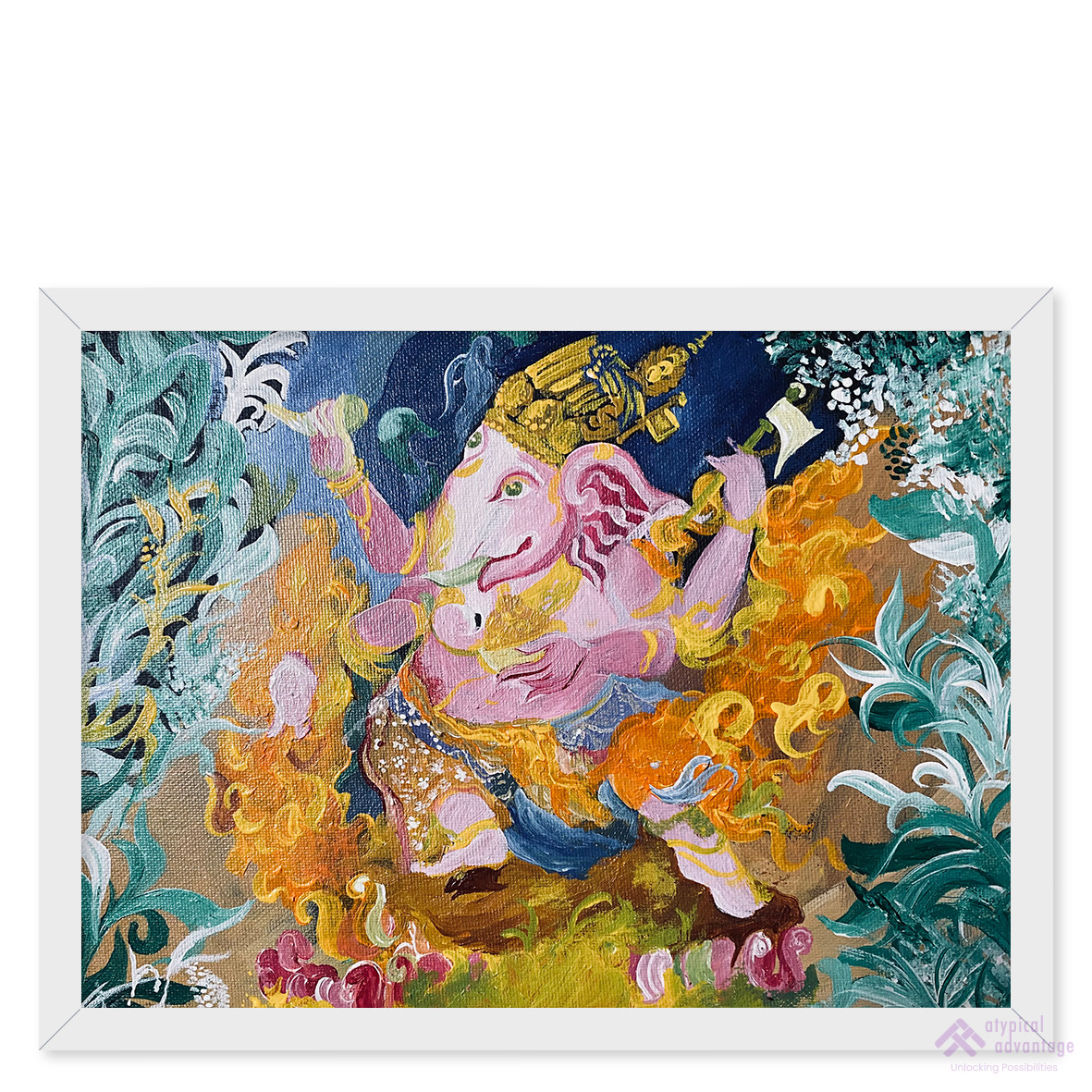 Dancing Ganesha in Divine Flames