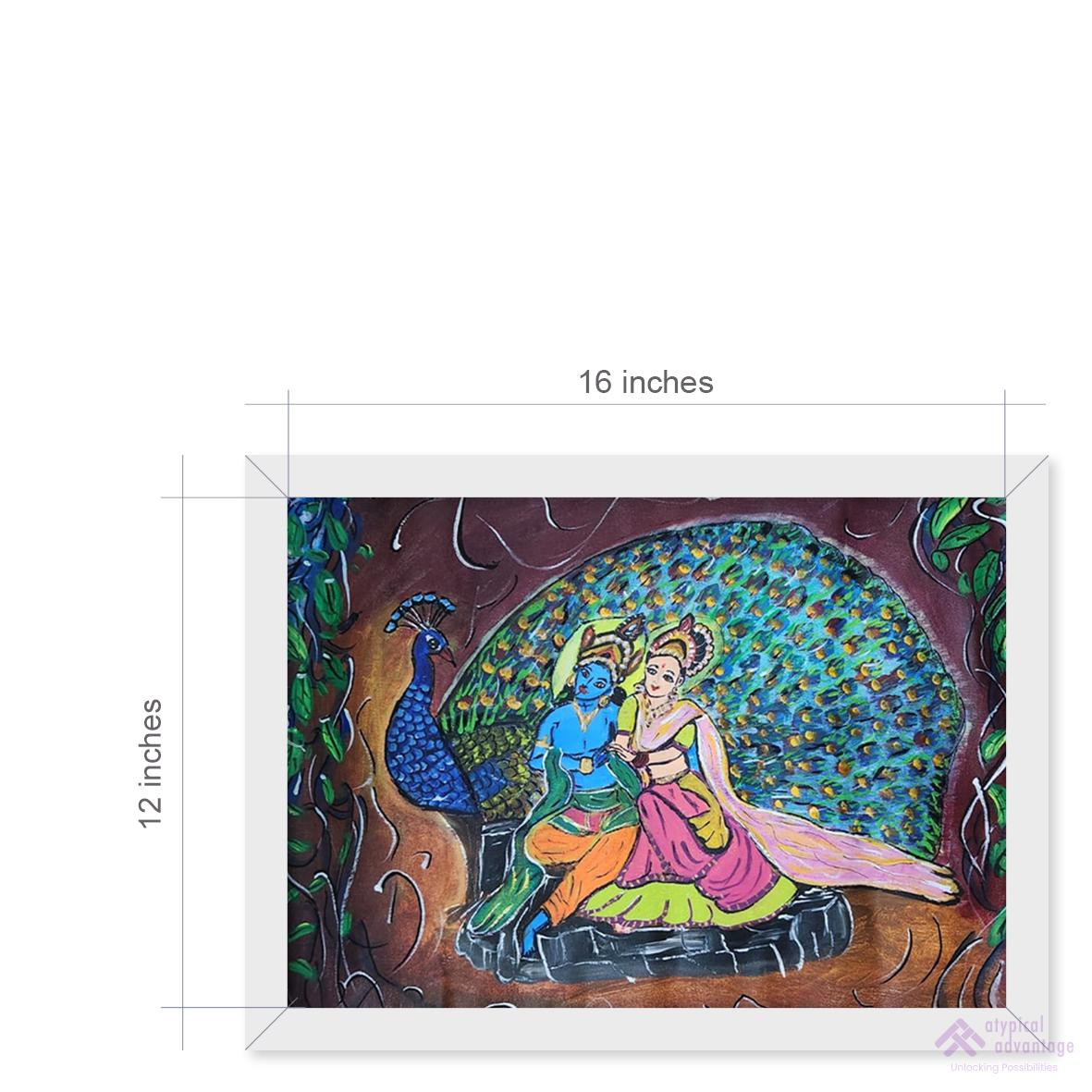 Krishna and Radha with peacock Slider 3/4
