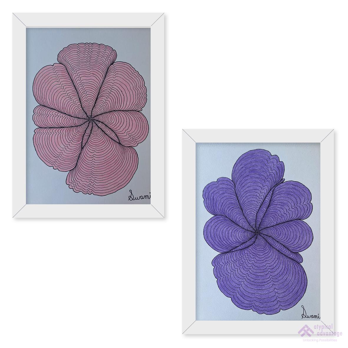Pink and violet floral design set Slider 1/4