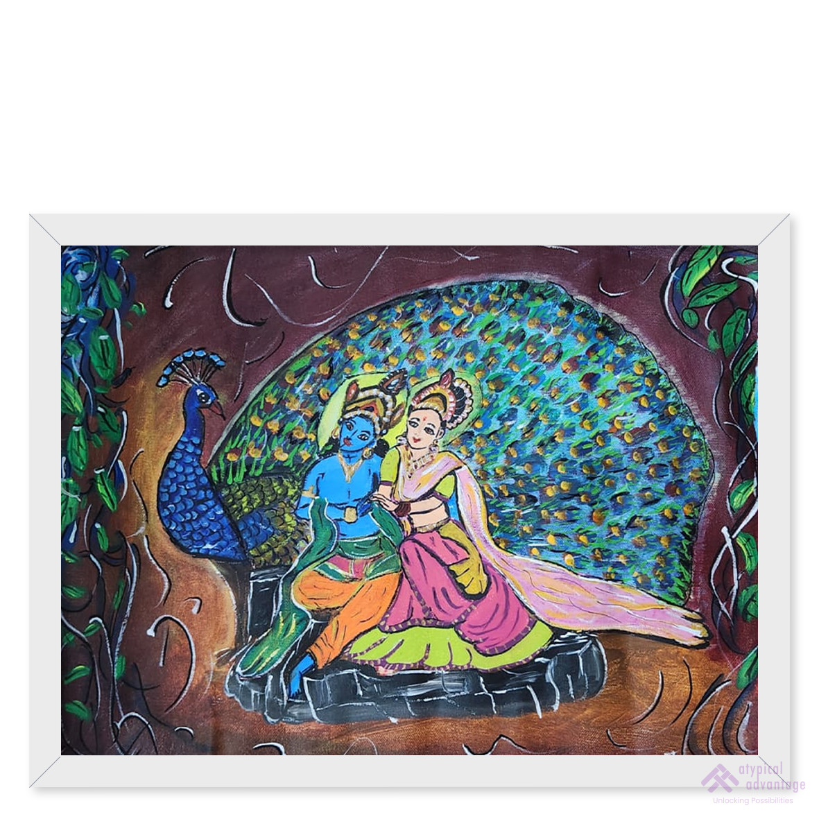 Krishna and Radha with peacock Slider 1/5