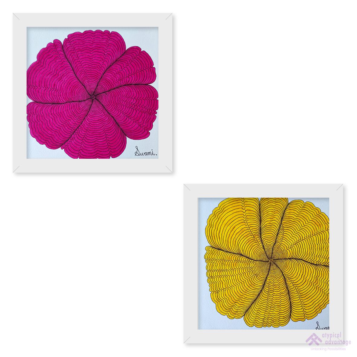 Yellow and pink floral design set Slider 1/4