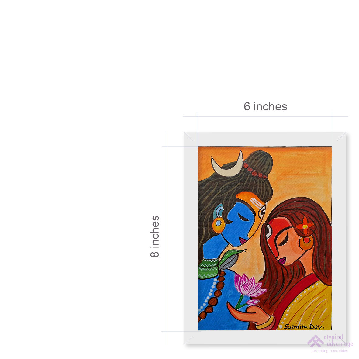 Shiva and Parvati with peace lotus painting. Slider 3/5
